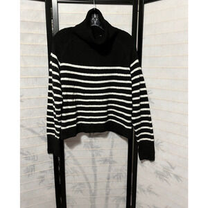 John & Jenn Black White Striped Turtleneck Sweater NWT Women’s Small